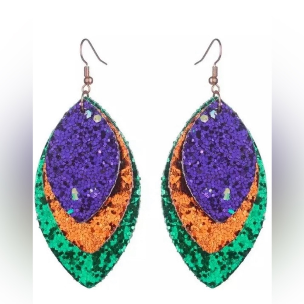 💛💜💚Mardi Gras Earrings, Green, Gold, Purple Earrings, New Orleans Earrings